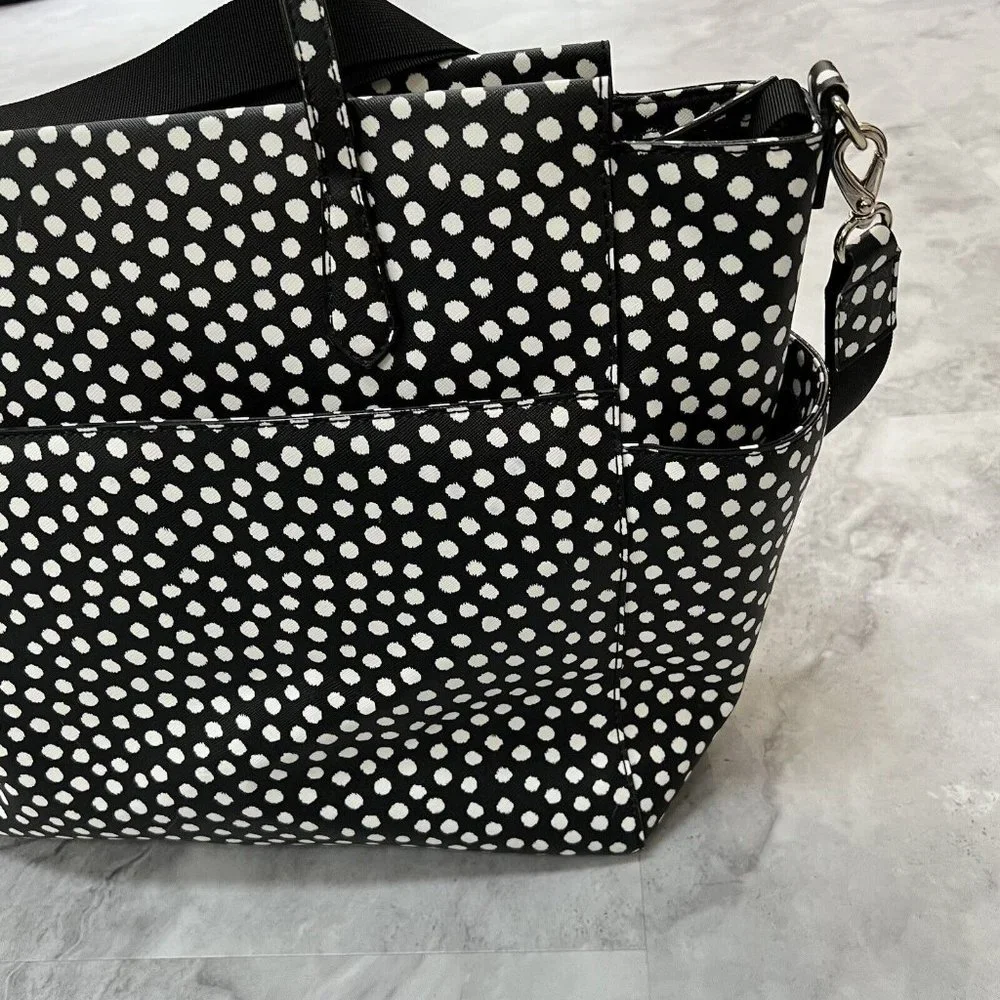 Kate Spade Baby Diaper Bag Black Polka Dot Kaylie Changing Pad Shoulder Strap - Picture 13 of 16